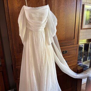 Noa Off-The-Shoulder A-Line Chiffon Wedding Gown